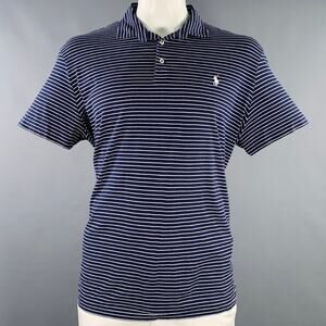 POLO by RALPH LAUREN Size XXL Navy White Stripe Pima Cotton Half Placket Polo